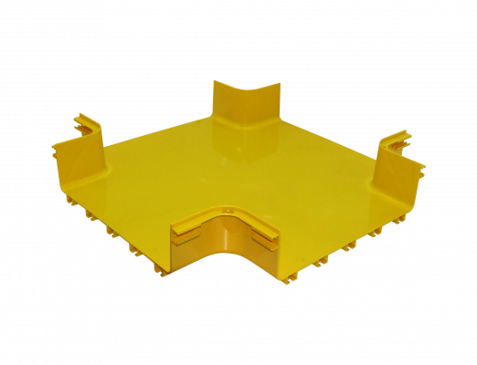 CCA-360-XM Derivación horizontal en cruz de 360x100 mm color amarillo, material PC+ABS, libre de halógenos, tipo macho