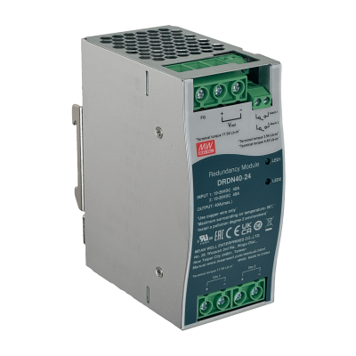 DRDN40-24 MEANWELL 24VDC 40A Unidad de Respaldo Redundante Ancho-55mm Carril-DIN 19-29VDC
