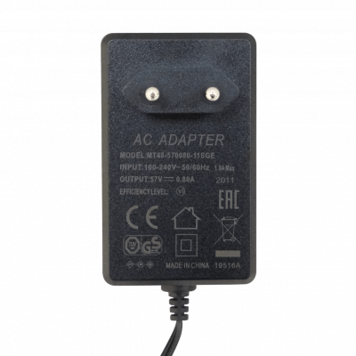 MT57 MIKROTIK Fuente de Alimentación 57V 0,8A 45,6W con Conector 5,5x2,1mm MT48-480095-11DG