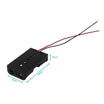 PORTA-2AA Soporte para 2 Pilas AA Negro Cable de 10cm
