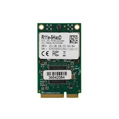 R11E-5HACD MIKROTIK Tarjeta MiniPCIe 5GHz 802.11ac 866Mbps 500mW con Chipset QCA9882 y 2 Conectores MMCX 27dBm