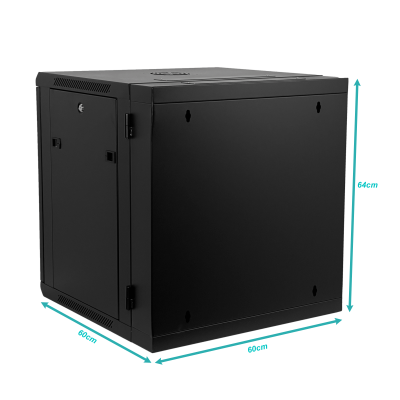 RKD12-6L LINKMADE ARMARIO 12U BASCULANTE DOBLE BISAGRA 60CM DE PROFUNDIDAD NEGRO INCLUYE 2U