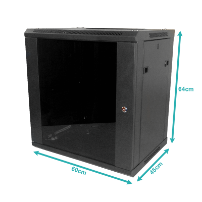 RK12-4L LINKMADE 45cm-Fondo 12U Armario Rack Mural Negro inc/M6-4KIT/2U