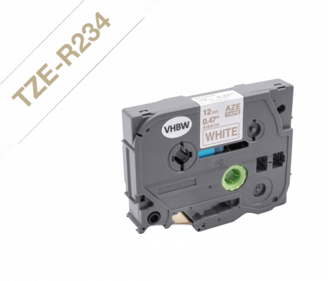 TZE-R234 BROTHER Satinado 12mm Dorado sobre Fondo Blanco Cinta 4mt para PT-H110/H200