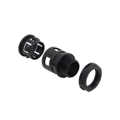 FLEP25-SA 25mm Salida Prensaestopas para Tubería Flexible Plástica Negra