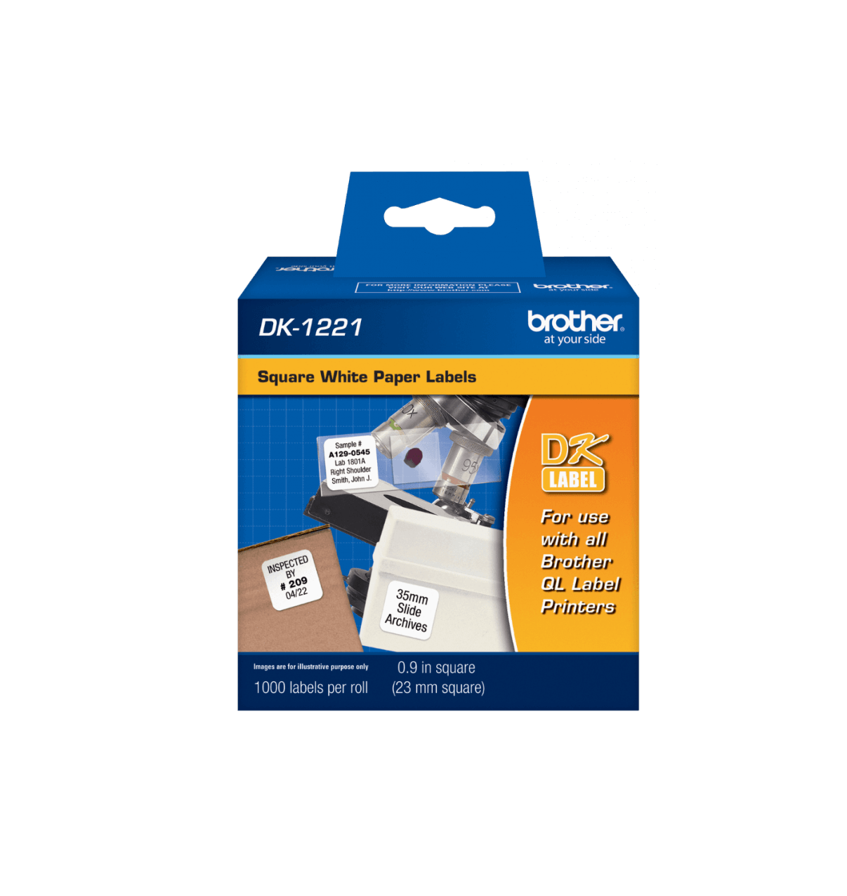 DK1221 Brother 23 x 23 mm 1000 Unidades Etiquetas Autoadhesivas de Papel Blanco Compatibles con Serie QL