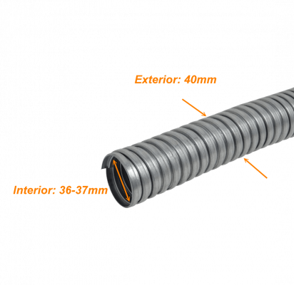 FLEXE40 Exclusivo-Metal 40mm Bobina-30metros Cañería Flexible 1-1/2-Pulgadas