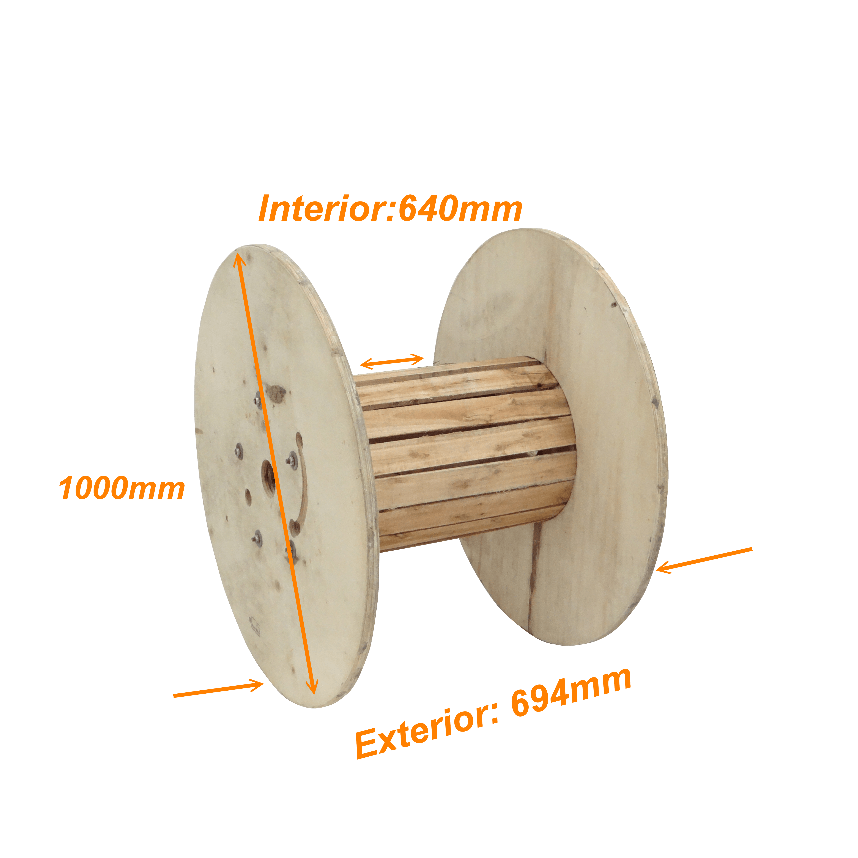 CARE-4 Diámetro-100cm Ancho-70cm Bobina Vacía de Madera para Cable de Fibra Óptica