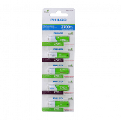 AA-2700-5 PHILCO AA 5-Pilas Recargables 2700mAh 1,2V Ni-MH Precargadas 42ULX-5H270