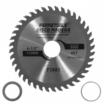 MAD4-40T 115mm 40T 22,2mm 9000rpm Hoja Sierra Circular para Madera Carburo F3683