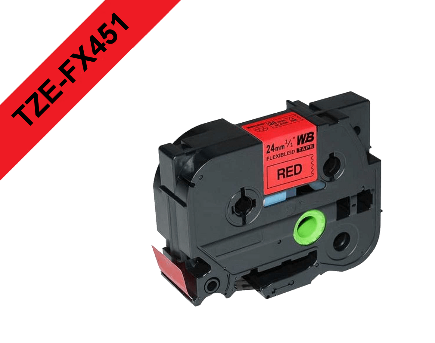 TZE-FX451 Cinta compatible BROTHER 24mm impresión negra sobre fondo rojo largo 8m para equipos PT-E550WVP/D600VP