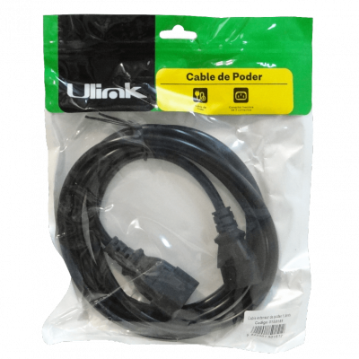 NCMC ULINK Cable de Alimentación Macho-Hembra C13 a C14 3x0,75mm2 6A Longitud 1,8 Metros