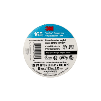 TEMFLEX-18W 3M 18mt 165 Blanca Cinta Aislante PVC 19mm 0,15mm 600V 0-90ºC