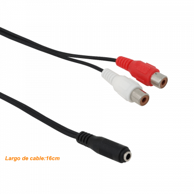 AUDIO-HRH 3,5mm-H 2-RCA-H 15cm 0,15mt Hembra-Hembra Cable Plug-RCA Phone-1/8-H