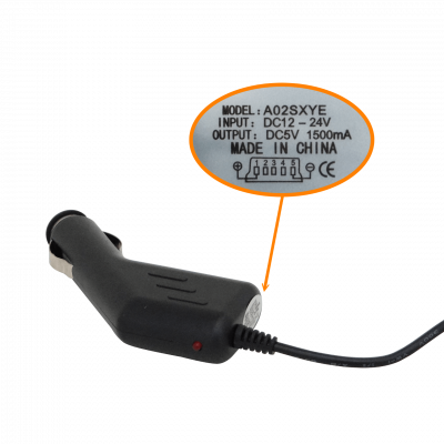 PLUG-AUTO-5 Adaptador de Corriente para Automóvil Macho 24V/12V a USB 5V-1500mA con Fusible de 2A, Modelo A02SXYE
