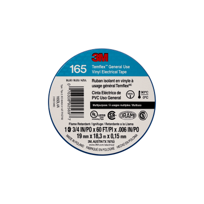 TEMFLEX-18A 3M 18 metros 165 Azul Cinta Aislante Eléctrica PVC 19mm 0,15mm 600V 0-90ºC
