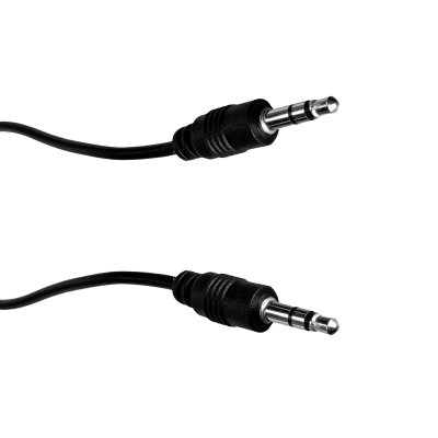AUDIO-1.2M. Conector de audio estéreo tipo plug 3,5mm macho-macho, longitud total 1,2 metros, compatible con sistemas telefónicos 1/8 de pulgada