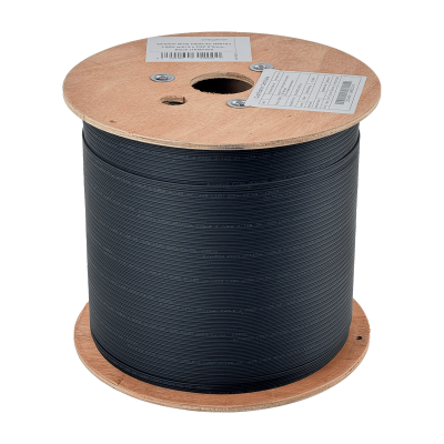 CFSQ2N Cable Drop de Fibra Óptica 1km LSZH 2 Hilos Monomodo G652D 1 Elemento Portante 2 Varillas FRP Cubierta Negra