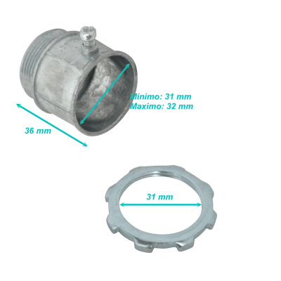 EMT32-SA 32mm Zinc Salida Caja c/Hilo para Conduit Rigido Metalico