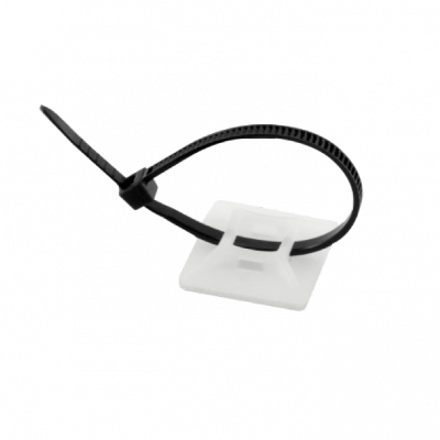 HC-101 Sujetador autoadhesivo de base blanca para bridas de 4mm, dimensiones 2x2cm, paquete de 100 piezas