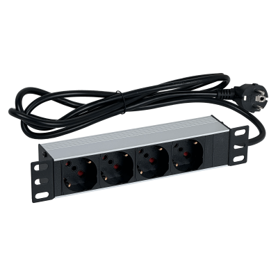 RG104CH Unidad de Distribución de Energía 16A Tomas 4-Hembra-CH/Schuk in-Schuko Bastidor-10-pulgadas cable1,8m