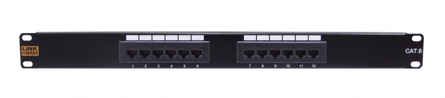 PP612L LINKMADE 12 Puertos RJ45 CAT6 UTP Panel de Parcheo 1U CERTIFICADO UL