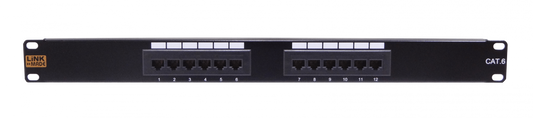 PP612L LINKMADE 12 Puertos RJ45 CAT6 UTP Panel de Parcheo 1U CERTIFICADO UL