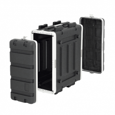 RK04X 4U/25cm Fondo-42cm Rack Portatil Plastico 2-tapas para Exterior Negro