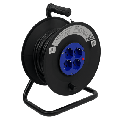 ALARG-440 RITTIG Alargador de carrete de 40 metros con 4 tomas multinorma con protección, 1 interruptor magnetotérmico de 16A y 250V