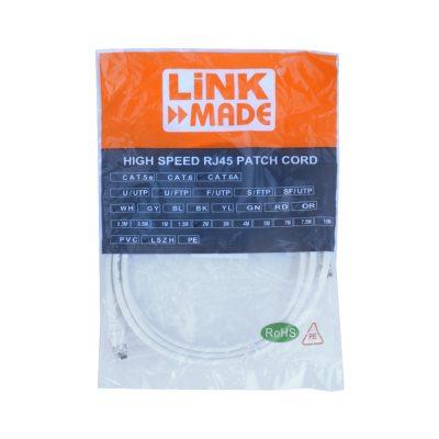 C6AW-20 LINKMADE 2 metros Cat6a U/FTP Blanco LSZH Latiguillo de Red Moldeado Multihilo
