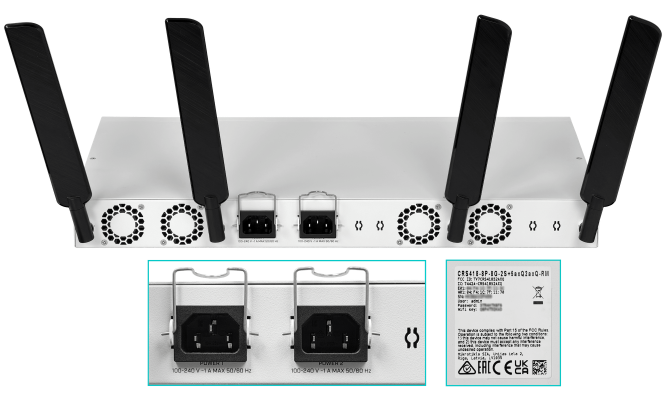 CRS418-8P-8G-2S+5AXQ MIKROTIK WiFi6 17-1000(8-PoE+) 150W 2-SFP+ 5/2,4GHz Entrada USB Capa-2 2-220VAC
