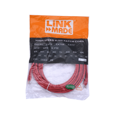 CP6R-75L LINKMADE Latiguillo de Red CAT6 LSZH Rojo Moldeado Multifilar 7.5 Metros