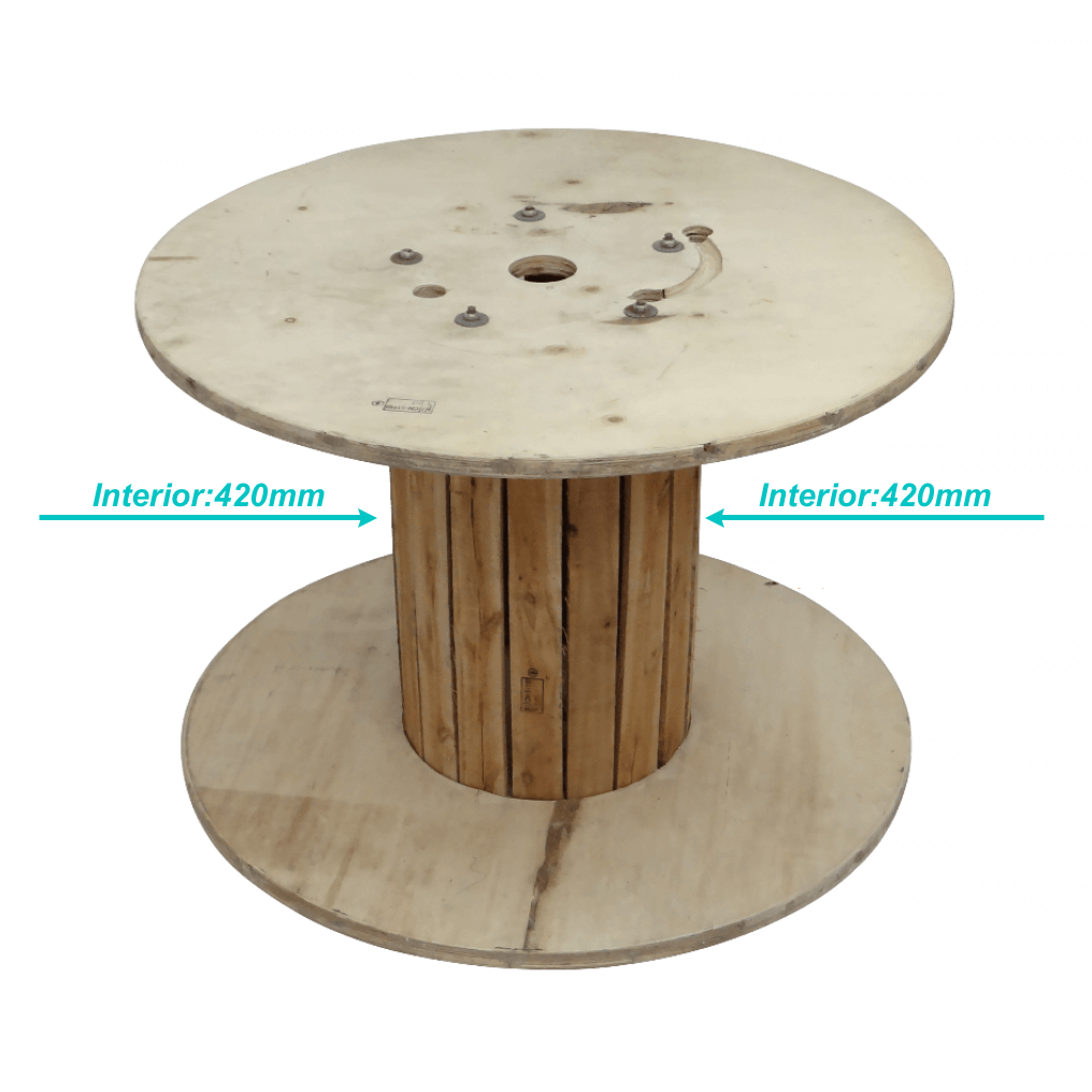 CARE-5 Diámetro-120cm Ancho-70cm Bobina Vacía Madera para Fibra Óptica