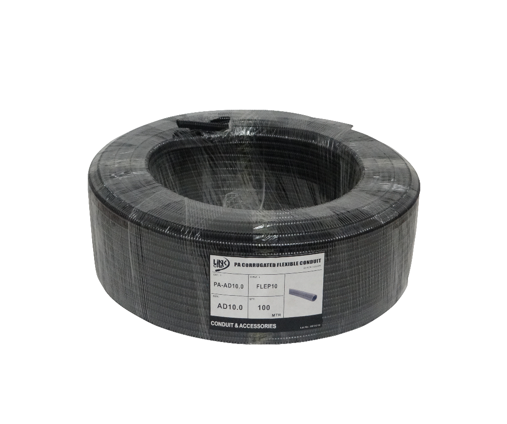 FLEP10 10mm Bobina-100mts 7mm-interno Tubería Flexible Plástica Corrugada Negra PA