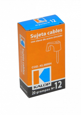 GRAMPA-12 KALOP Paquete de 20 Unidades de Sujetacables Nº12 Gris 7,5x11mm con Clavo Zincado 16x2,25mm