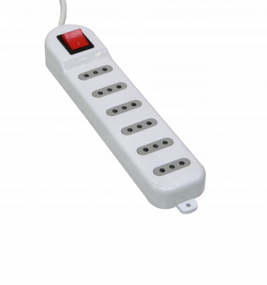 ELG-65K KALOP 5 metros 6-Tomas Prolongador Color Blanco 10A Regleta con Luz-Testigo Interruptor KL50234