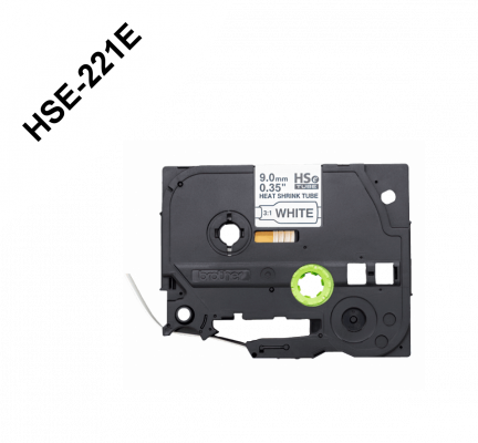 HSE-221E BROTHER 9mm Termocontraíble 1,6-5,4mm Negro sobre Blanco Tubo 1,5 metros
