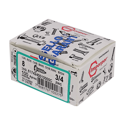 YUR8-06 Paquete de 100 Tornillos para Chapa Metálica 8 X 3/4-pulgadas con Acabado Cincado 617424001