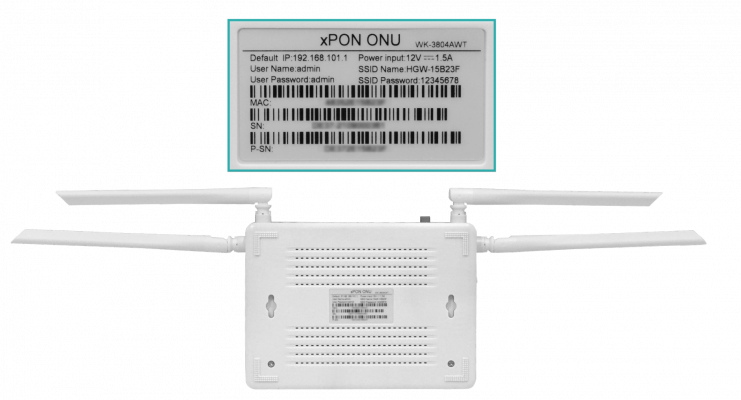 WK-3804AWT-LIQ. WOLCK XPON Punto de Acceso Reacondicionado 2,4/5GHz 2-RJ11-POTS 4-Gigabit 1-PON-SC/PC USB Incluido-12V