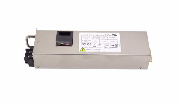 PW48V-12V150W MIKROTIK Telecomunicaciones Entrada 36-57VCC 5A Salida 12VCC 12,5A Fuente para CCR1072-1G-8S+