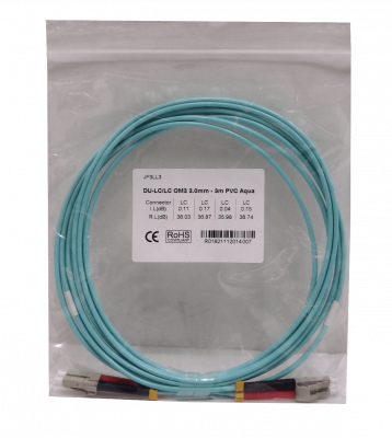 JF3LL3 3mt LC-LC OM3 MultiModo MM Duplex Jumper Fibra 3.0mm 50/125um LSZH