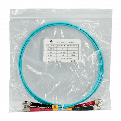 JF3TT1 1 metro ST-ST OM3 Multimodo MM Dúplex Latiguillo Fibra 3.0mm 50/125µm LSZH