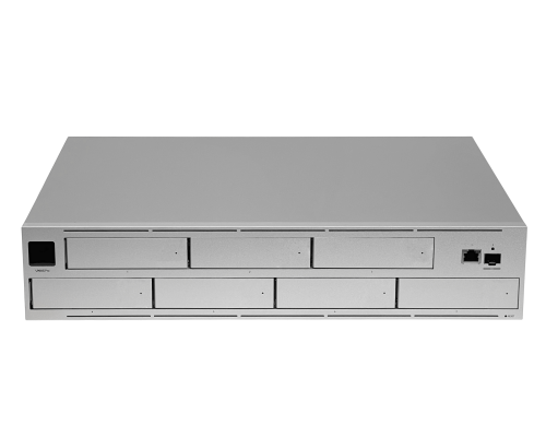 UNAS-PRO UI Almacenamiento NAS de 7 bahías para discos duros con RAID 1-1000, 1 puerto SFP+ 10G, formato rack 2U y compatibilidad con fuente redundante USP-RPS UniFi Drive