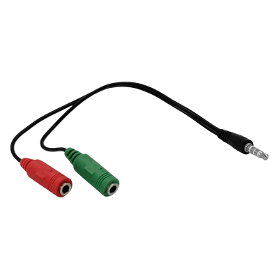 AUDIO-2H Cable de Sonido 2-3,5mm-Hembra 1-3,5mm-Macho Adaptador Puente 20cm