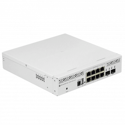 CRS310-8G+2S+IN MIKROTIK Switch de administración en rack, 8 puertos 2.5G, 2 SFP+ 10G, USB-A, conector DC, licencia L5, incluye adaptador 24V