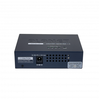 HPOE-460 PLANET Concentrador 4 Puertos PoE+ 802.3af/at Potencia Total 120W Inyector PoE Gigabit Múltiple Incluye Fuente 54V/130W