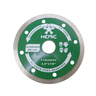 DIA-4L HEMIC 115mm Liso 22mm Disco Corte Diamantado Continuo DDU115H 8801115