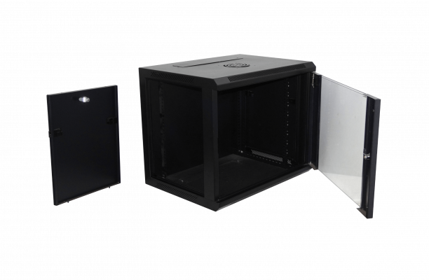 RK09-4L. Armario Rack mural de 45cm de profundidad, 9 unidades, color negro, incluye tornillería M6 y 2U