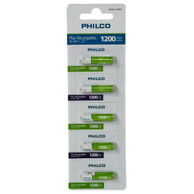 AAA-1200 PHILCO AAA 5-Pila Recargable 1200mAh 1,2V Ni-MH Precargada 42ULX-123A5
