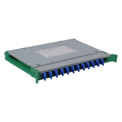 ODF-E Bandeja 12-Adaptadores-E2000/UPC para-Distribuidor tipo ODF incluye colas-de-fibra-SM y acopladores